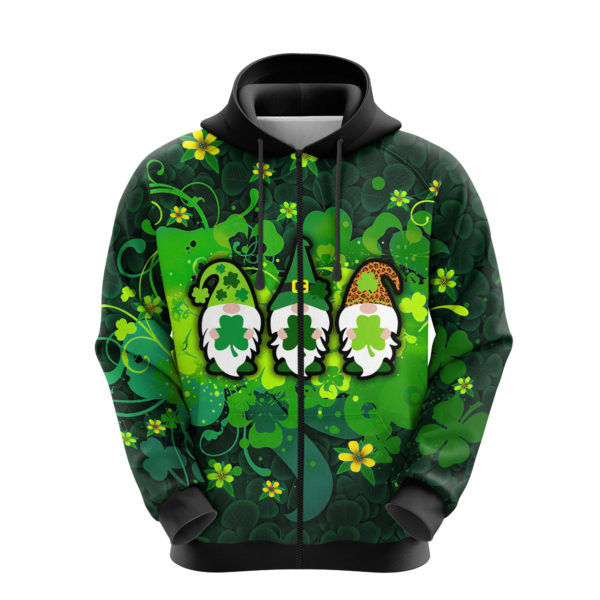 Gnorm Irish St.Patrick’s Day Zip Hoodie - 3D Zip Hoodie - Irish Green