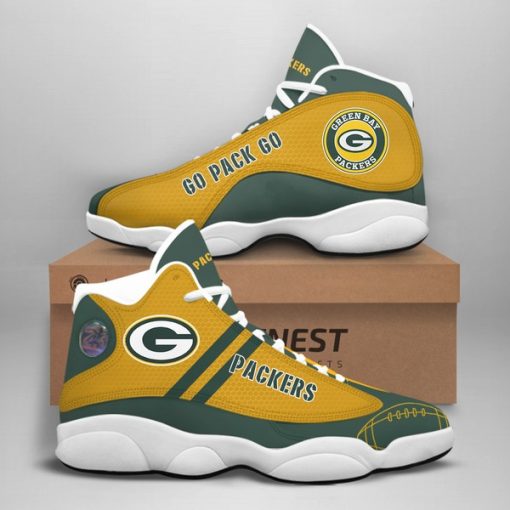Go Pack Go Green Bay Packers Jordan 13 Shoes - Women's Air Jordan 13 - Yellow