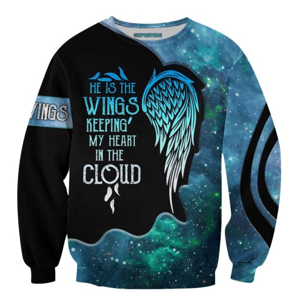 He Is The Wings Keeping My Heart In The Cloud 3D Shirt - 3D Sweatshirt - Light Blue