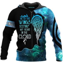 He Is The Wings Keeping My Heart In The Cloud 3D Shirt - 3D Zip Hoodie - Light Blue