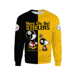 Here We Go! Pittsburgh Steelers Cute Snoopy 3D Shirt - 3D Sweatshirt - Yellow