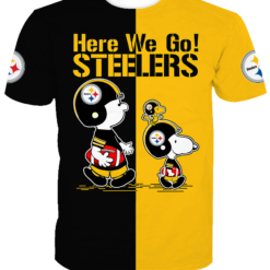 Here We Go! Pittsburgh Steelers Cute Snoopy 3D Shirt - 3D T-Shirt - Yellow