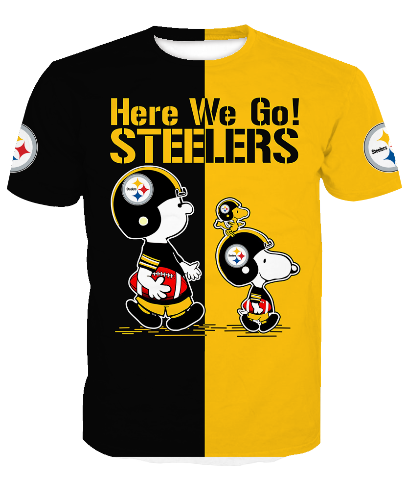  Here We Go! Pittsburgh Steelers Cute Snoopy 3D Shirt  photo