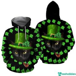 Irish Black Cat American St Patrick's Day 3D Hoodie - 3D Hoodie - Black