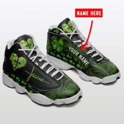 Jesus Personalized Name Green Cross Patrick's Day Air Jordan 13 Shoes - Women's Air Jordan 13 - Green