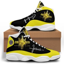 Jesus Saved My Life Sneakers Custom Jordan 13 Shoes - Men's Air Jordan 13 - White