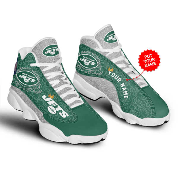 Jets Team Personalized Name New York Jets Air Jordan 13 Shoes - Men's Air Jordan 13 - Green