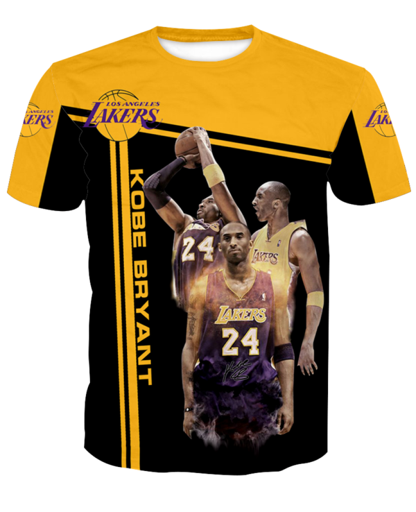 Kobe Bryant Los Angeles Lakers All Over Print 3D Shirt - 3D T-Shirt - Black