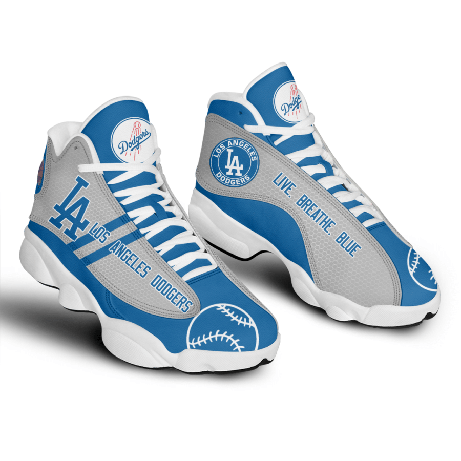 Live Breathe Blue La Dodgers Personalized  Custom Name Jordan 13 Shoes photo