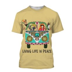 Living Life in Peace Elephant And Jeep Girl All Over Print T-Shirt Sweatshirt Hoodie - 3D T-Shirt - Yellow