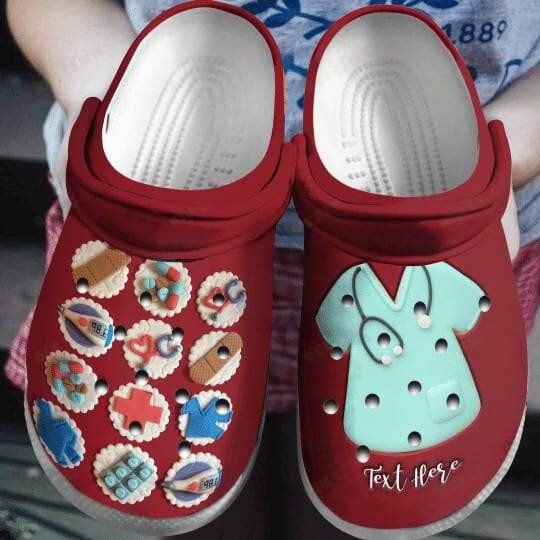 Nurse Clogs Shoes Personalized Name, Gift for A Nurse - Clog Shoes - Red