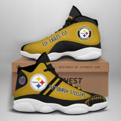 Pittsburgh Steelers Fly Eagles Fly Air Jordan 13 Shoes - Men's Air Jordan 13 - White