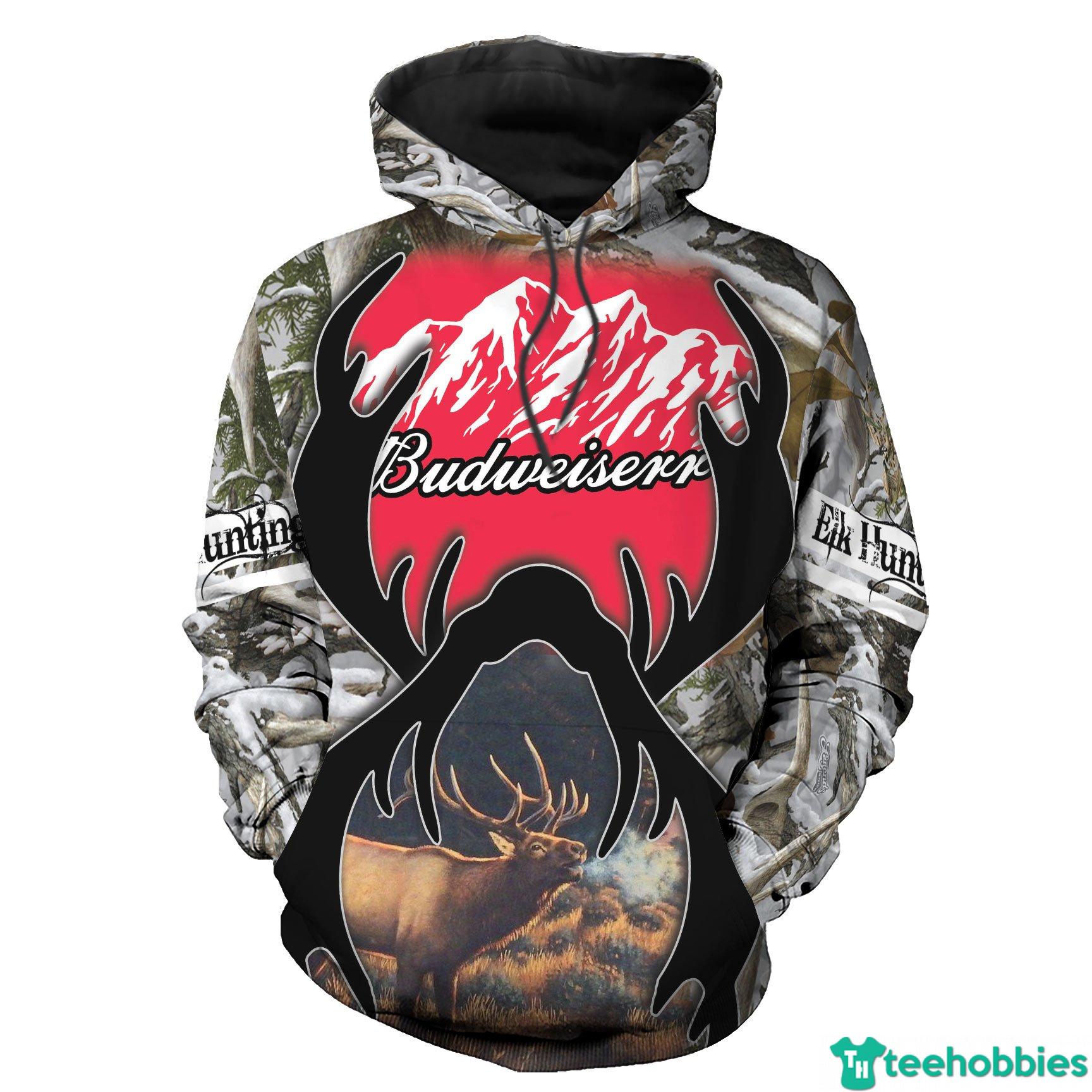 Red Budweiser Light Reindeer Hunting 3D Hoodie Gift For Father's Day - 3D Hoodie - Red