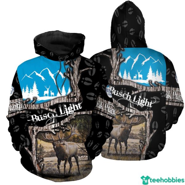 Reindeer Deer Hunting Busch Light 3D Hoodie Gift for Father's Day - 3D Hoodie - Blue