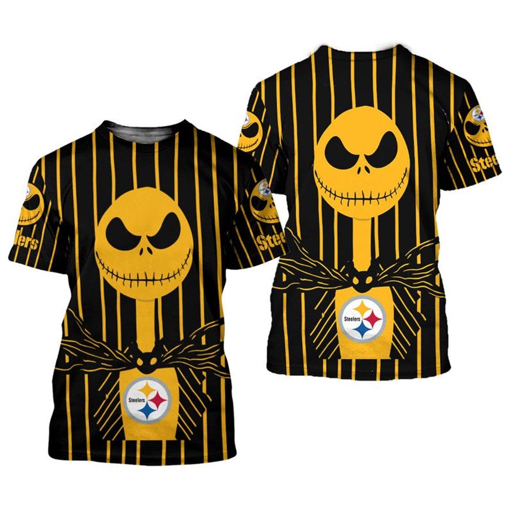 Skull Pittsburgh Steelers Halloween 3D All Over Print T-Shirt Hoodie