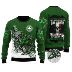 Skull The Storm The Irishman Patrick's' Day Ugly Sweater - AOP Sweater - Green