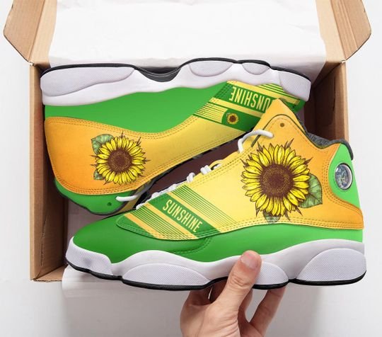 Sunflower All Over Printed Air Jordan 13 Shoes - Women's Air Jordan 13 - Yellow