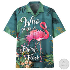 Who Gives A Flying Fork Flamingo Hawaiian Shirt - Short-Sleeve Hawaiian Shirt - White