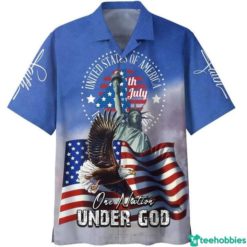 4Th July One Nation Under God American Independence Day Hawaiian Shirt - Hawaiian Shirt - Blue