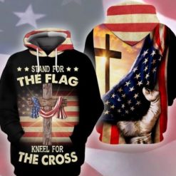 4th Of July Independence America Stand The Flag Kneel For The Cross All Over Print 3D Hoodie - 3D Hoodie - Black