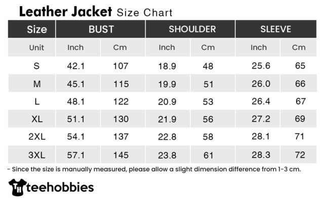 Leather Jacket Size Chart Teehobbies