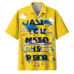 All You Need Is Beer Hawaiian Shirt And Short Pant - Hawaiian Shirt - Yellow