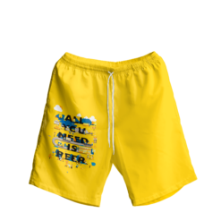 All You Need Is Beer Hawaiian Shirt And Short Pant - Short Pant - Yellow