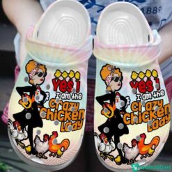 Amazing Chicken Yes! I Am Crazy Chicken Lady Clog Shoes - Clog Shoes - White