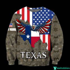 American Flag Texas Map Eagle All Over Print Shirt - 3D Sweatshirt - Red