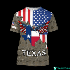 American Flag Texas Map Eagle All Over Print Shirt - 3D T-Shirt - Red