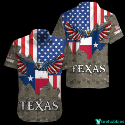 American Flag Texas Map Eagle All Over Print Shirt - Hawaiian Shirt - Red