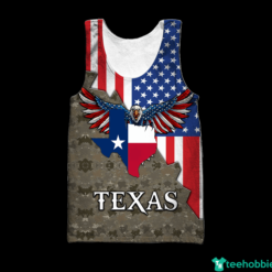 American Flag Texas Map Eagle All Over Print Shirt - Hollow Tanktop - Red