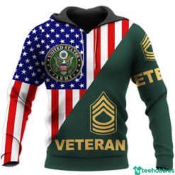 Army US Flag Veteran All Over Print 3D Hoodie - 3D Hoodie - Red