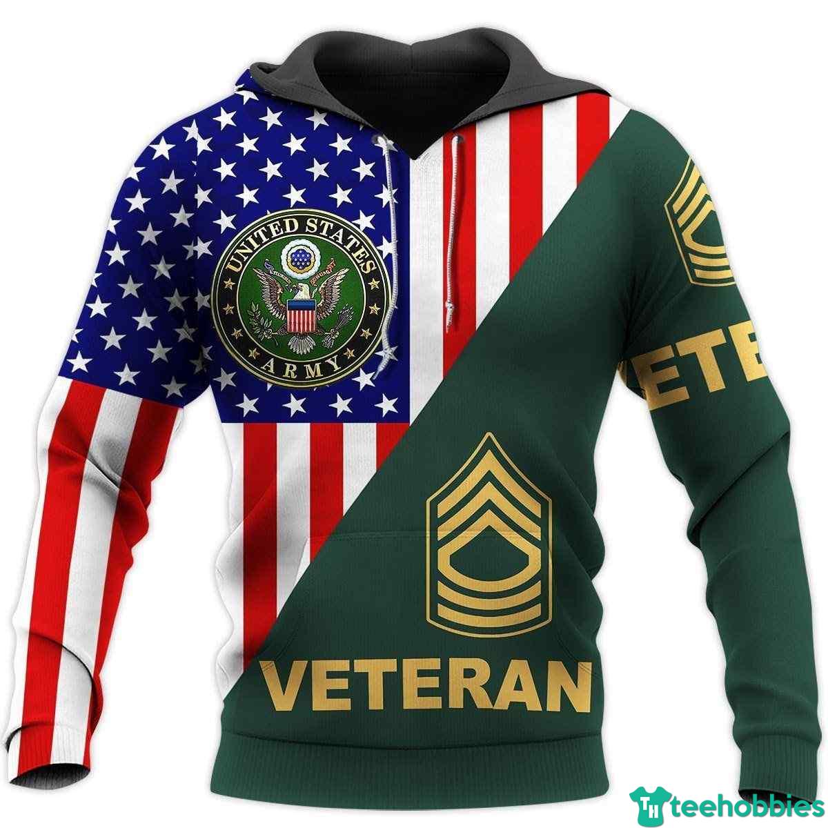 Army US Flag Veteran All Over Print 3D Hoodie photo