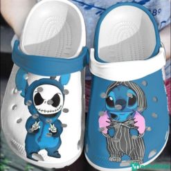 Baby Jack Skellington And Stitch Halloween Clog Shoes - Clog Shoes - Blue