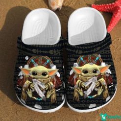 Baby Yoda Native American Independence Day Clog Shoes - Clog Shoes - Black