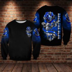 Back The Blue Rose All Over Print 3D Shirt - 3D Sweatshirt - Black
