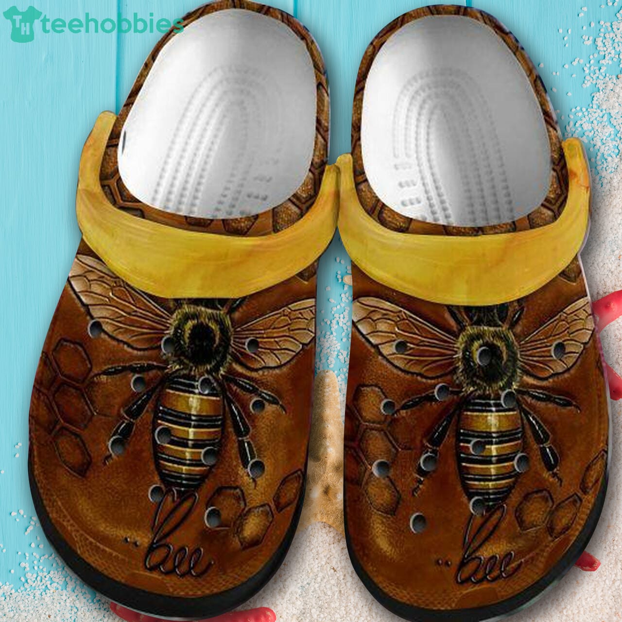 Bee Leather Pattern Unisex Clog Shoes For Women, Men