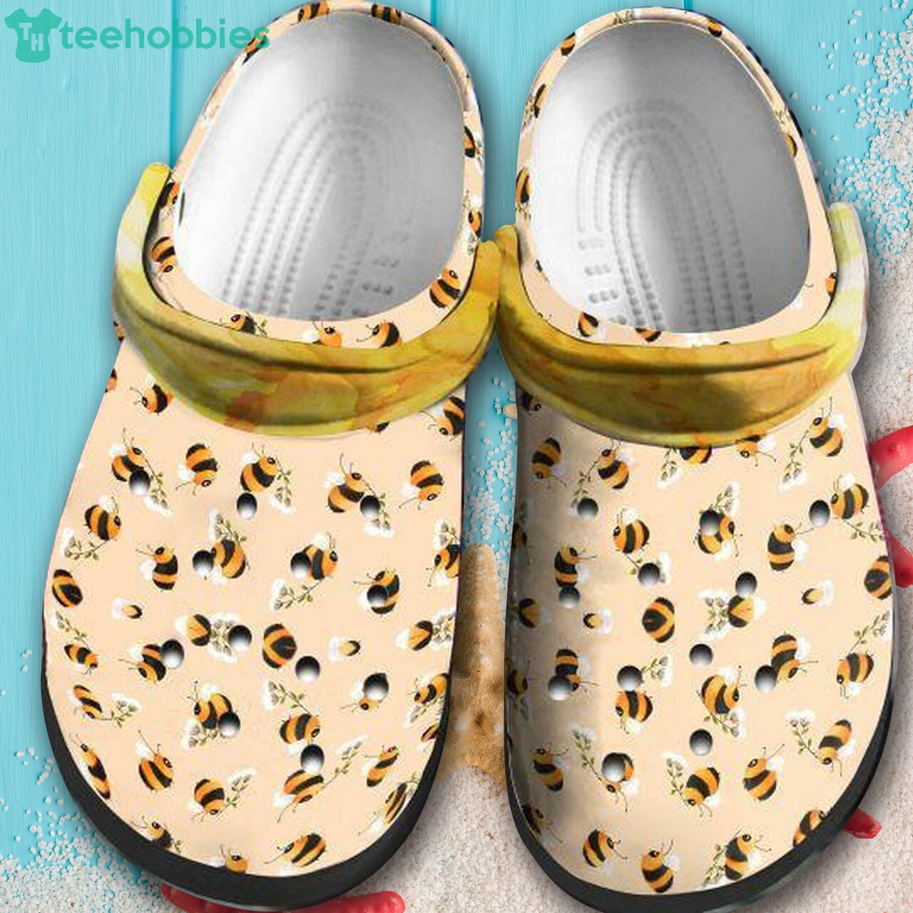 Bee Pattern Unisex Clog Shoes For Women, Men