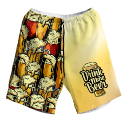 Beer Lover Drink More Beer Hawaiian Shirt Hawaiian Short - Short Pant - Yellow