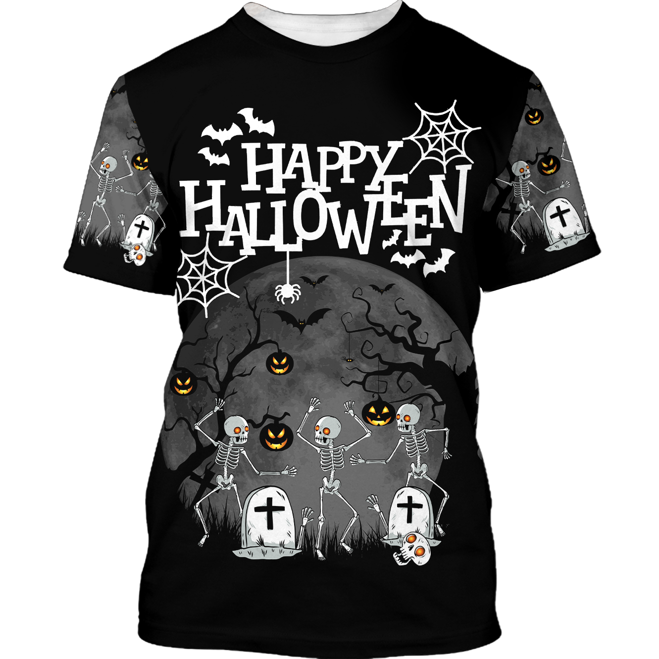 Bones Spider Halloween Night 3D All Over Print T-Shirt Hoodie - 3D T-Shirt -