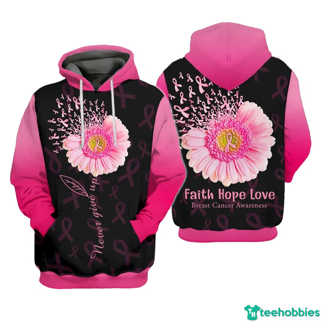 Breast Cancer Awareness Faith Hope Love All Over Print 3D Hoodie - 3D Hoodie - Pink