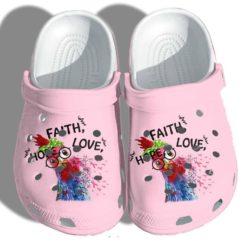 Breast Cancer Chicken Faith Hope Love Clog Shoes - Clog Shoes - Pink