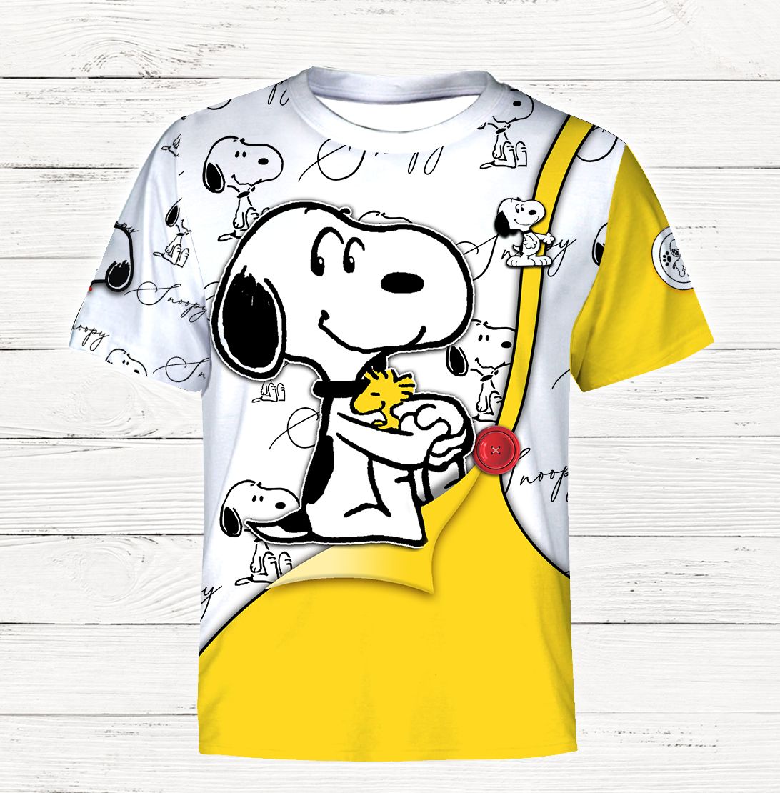 Cartoon Character Fall Snoopy Lover All Over Print 3D Shirt - 3D T-Shirt - Yellow