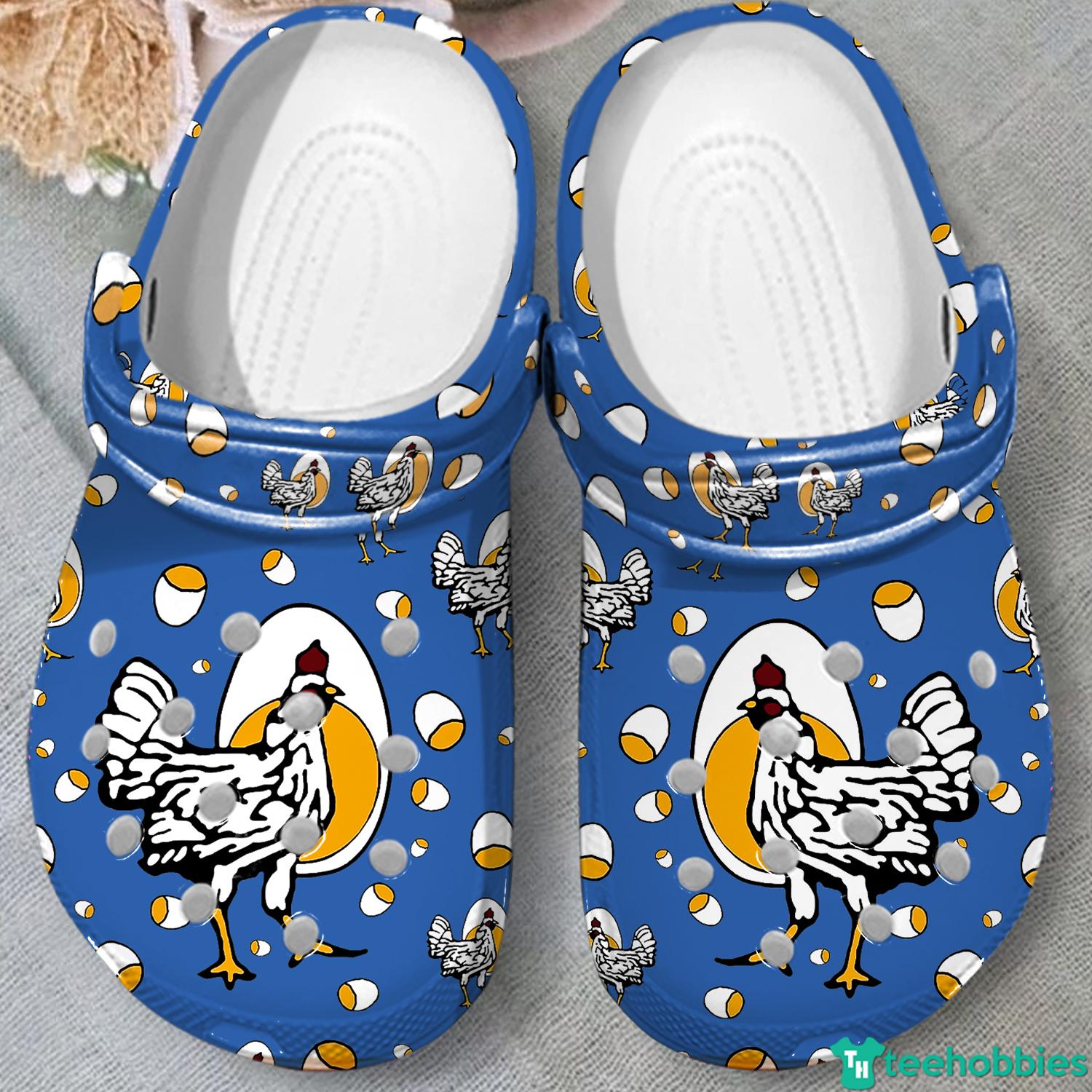 Chicken And Egg Pattern Cute Clog Shoes - Clog Shoes - Blue