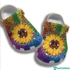 coloful heart hippie sunflower croc shoes women gonna be alright shoes 247x247px Sunflower Every Little Thing Gonna Be Alright Clog Shoes