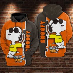 Cool Snoopy Pop Snoopy Lover All Over Print 3D Hoodie - 3D Hoodie - Orange