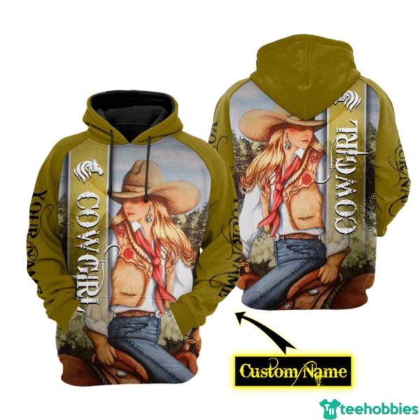 Cowgirl Customize Name All Over Print 3D Hoodie - 3D Hoodie - Green