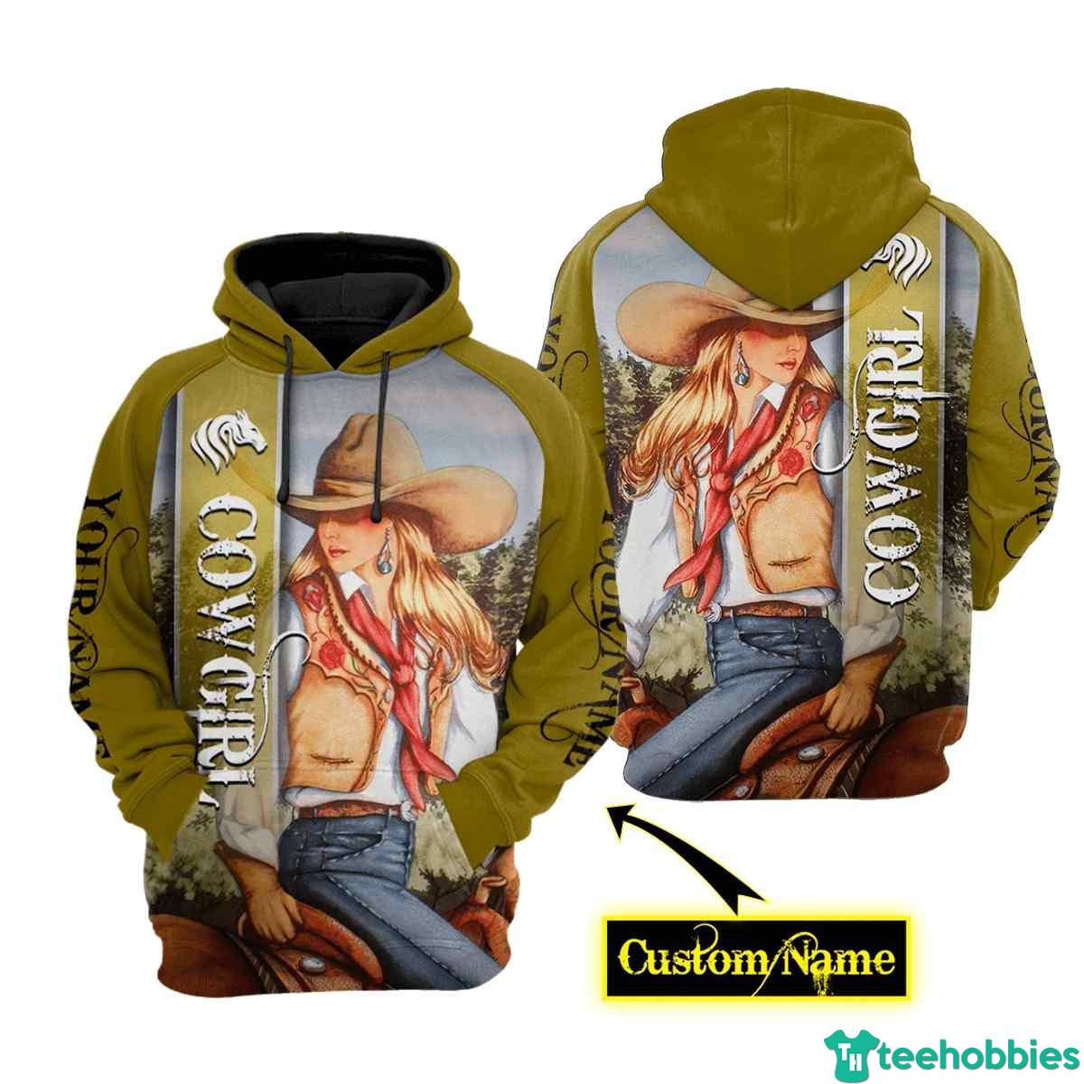 Cowgirl Customize Name All Over Print 3D Hoodie photo