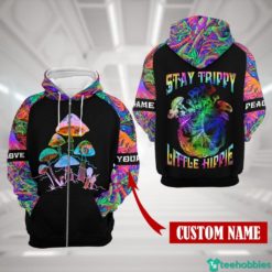 Custom Name Stay Trippy Little Hippie Mushroom Light All Over Print Hoodie And Zip Hoodie - 3D Zip Hoodie - Purple